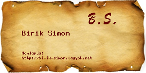 Birik Simon névjegykártya